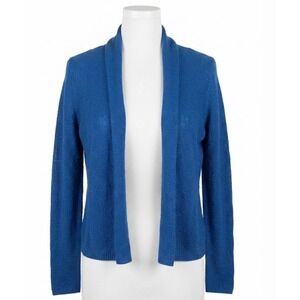 Lilly Pulitzer Blue Cotton Blend Open Front Cardigan‎ Sweater Shawl Collar XS